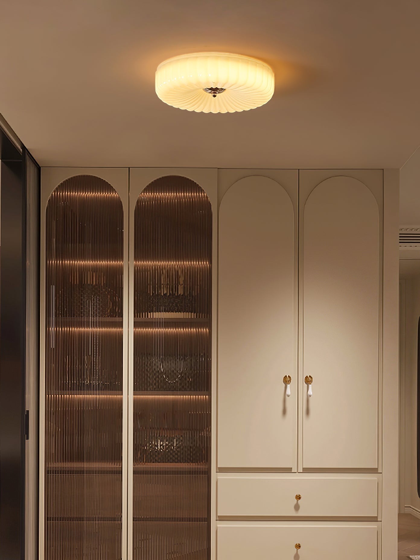 Zathee Modern Minimalist Glass Metal Flush Mount Ceiling Light - Lamp Copper