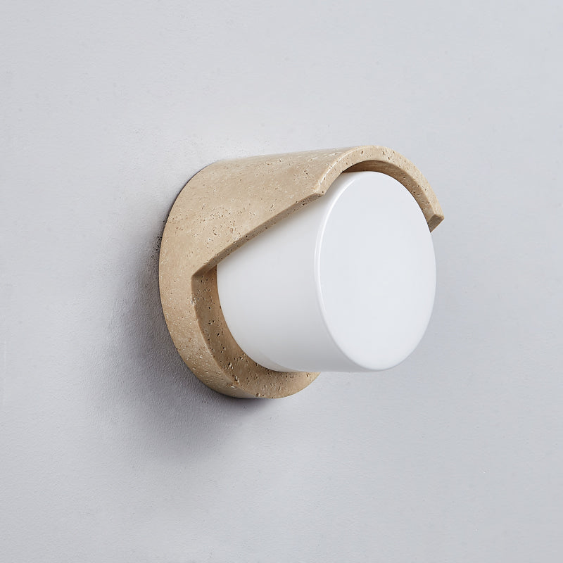 Eurvenara Modern Minimalist Travertine Glass Wall Lamp - Lamp Copper