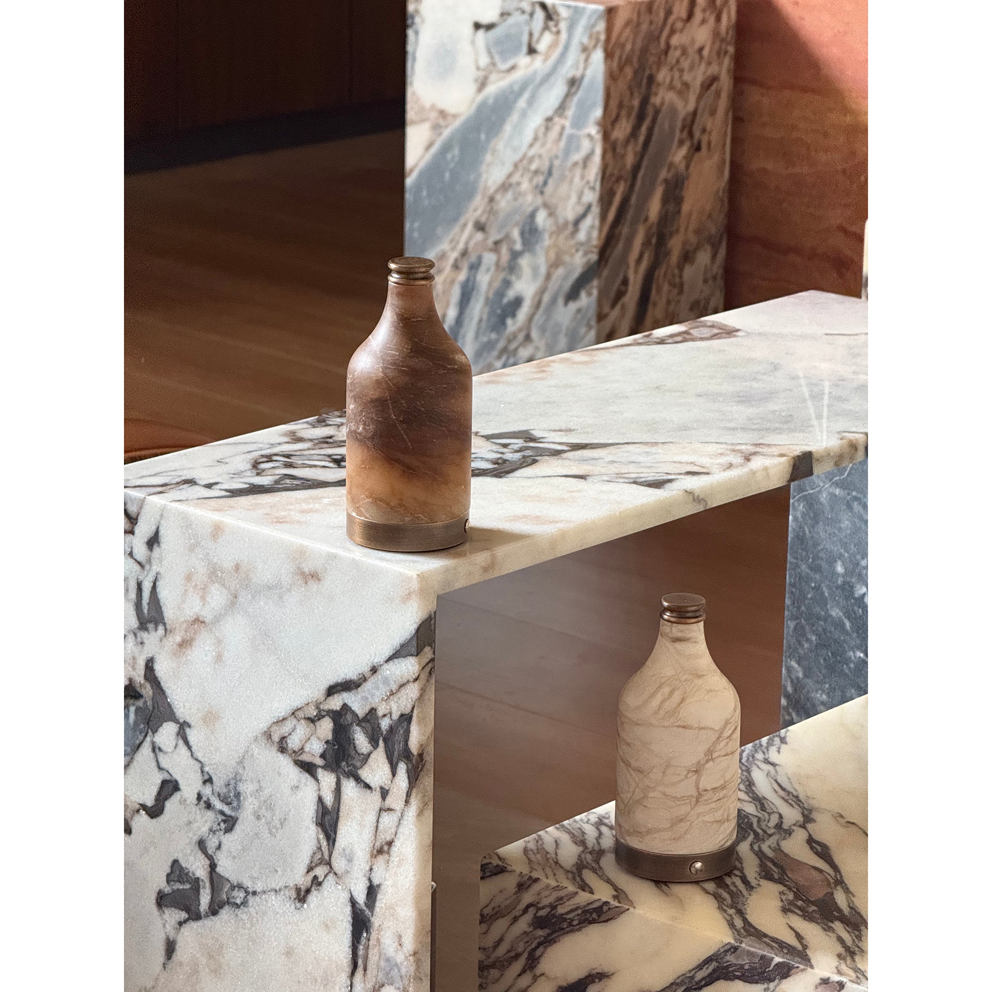 Wine Bottle Alabaster Table Lamp (Built-in Battery) - Lamp Copper
