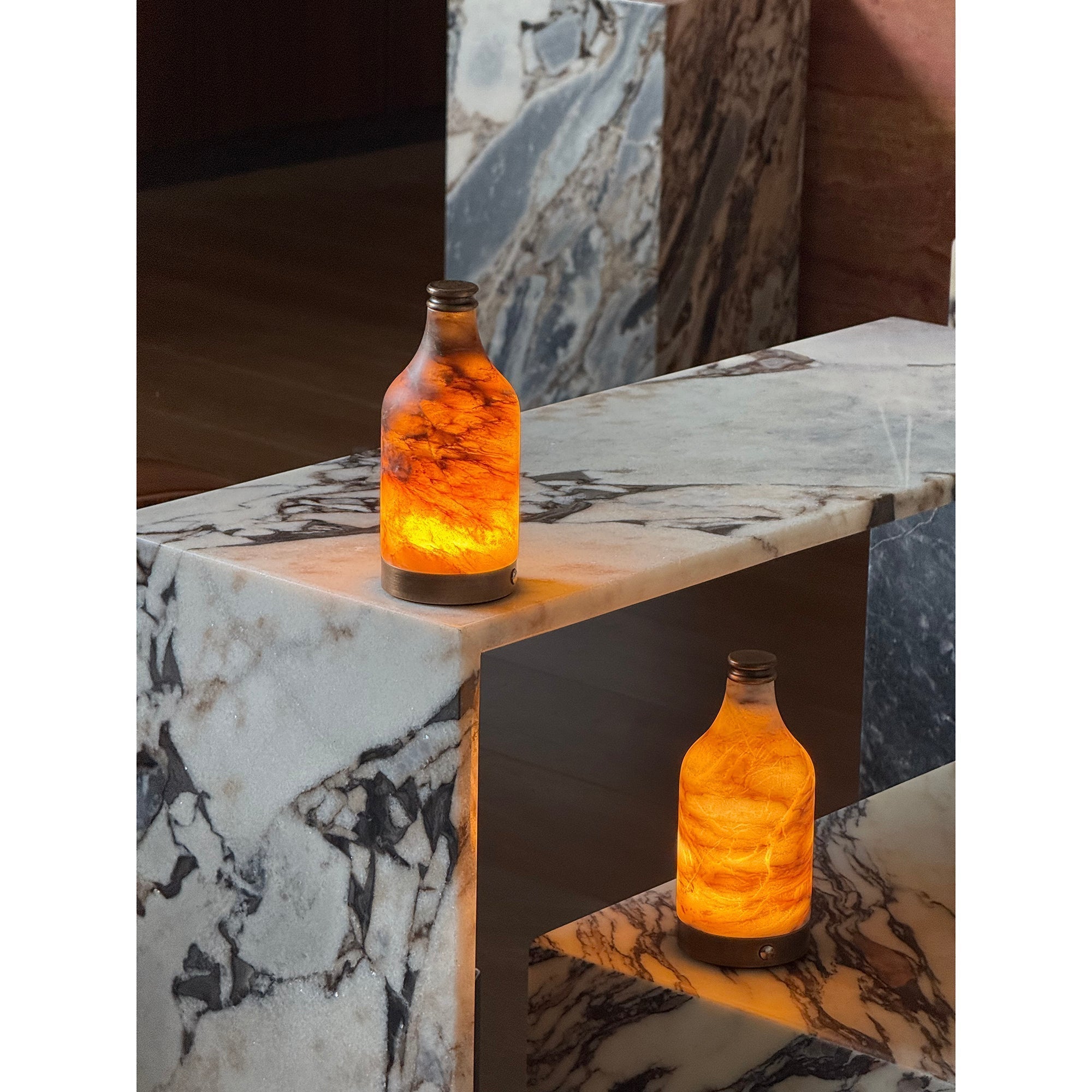 Wine Bottle Alabaster Table Lamp (Built-in Battery) - Lamp Copper