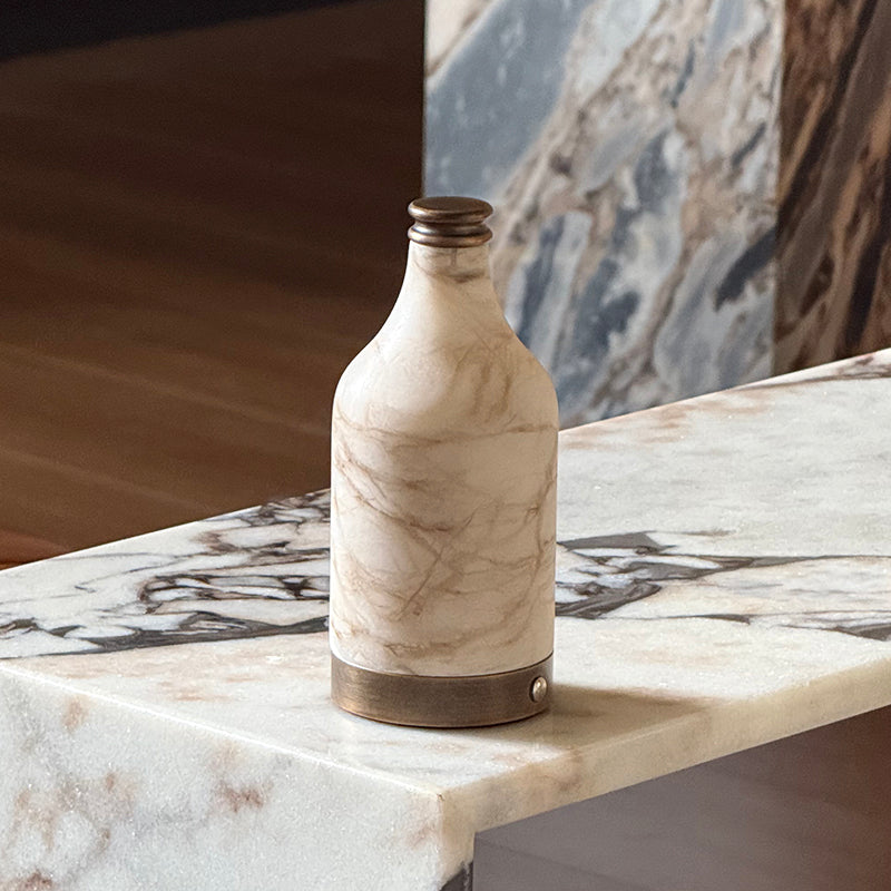 Wine Bottle Alabaster Table Lamp (Built-in Battery) - Lamp Copper