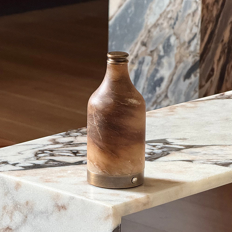 Wine Bottle Alabaster Table Lamp (Built-in Battery) - Lamp Copper