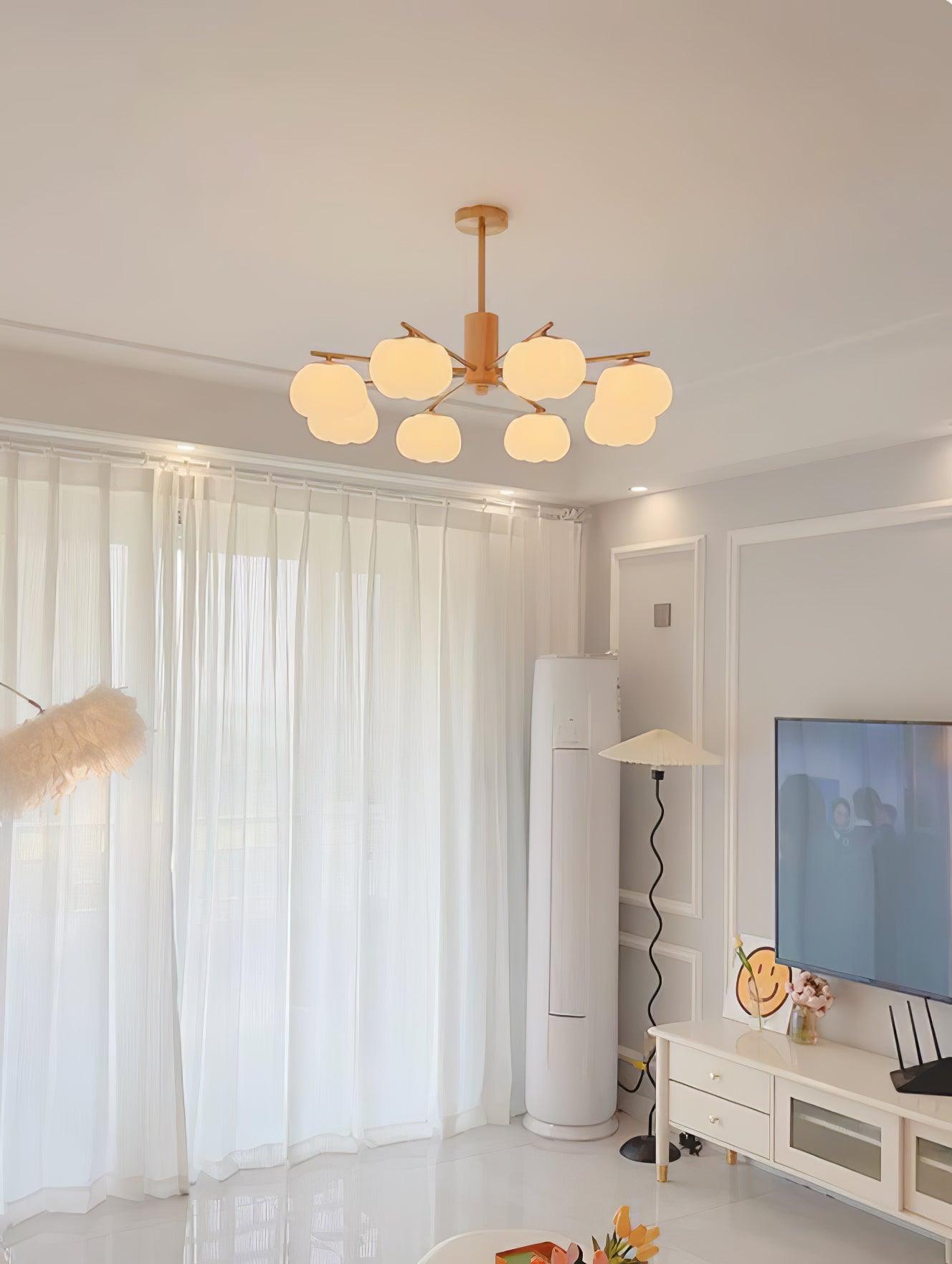 Wooden Cotton Balls Chandelier - Blowlighting