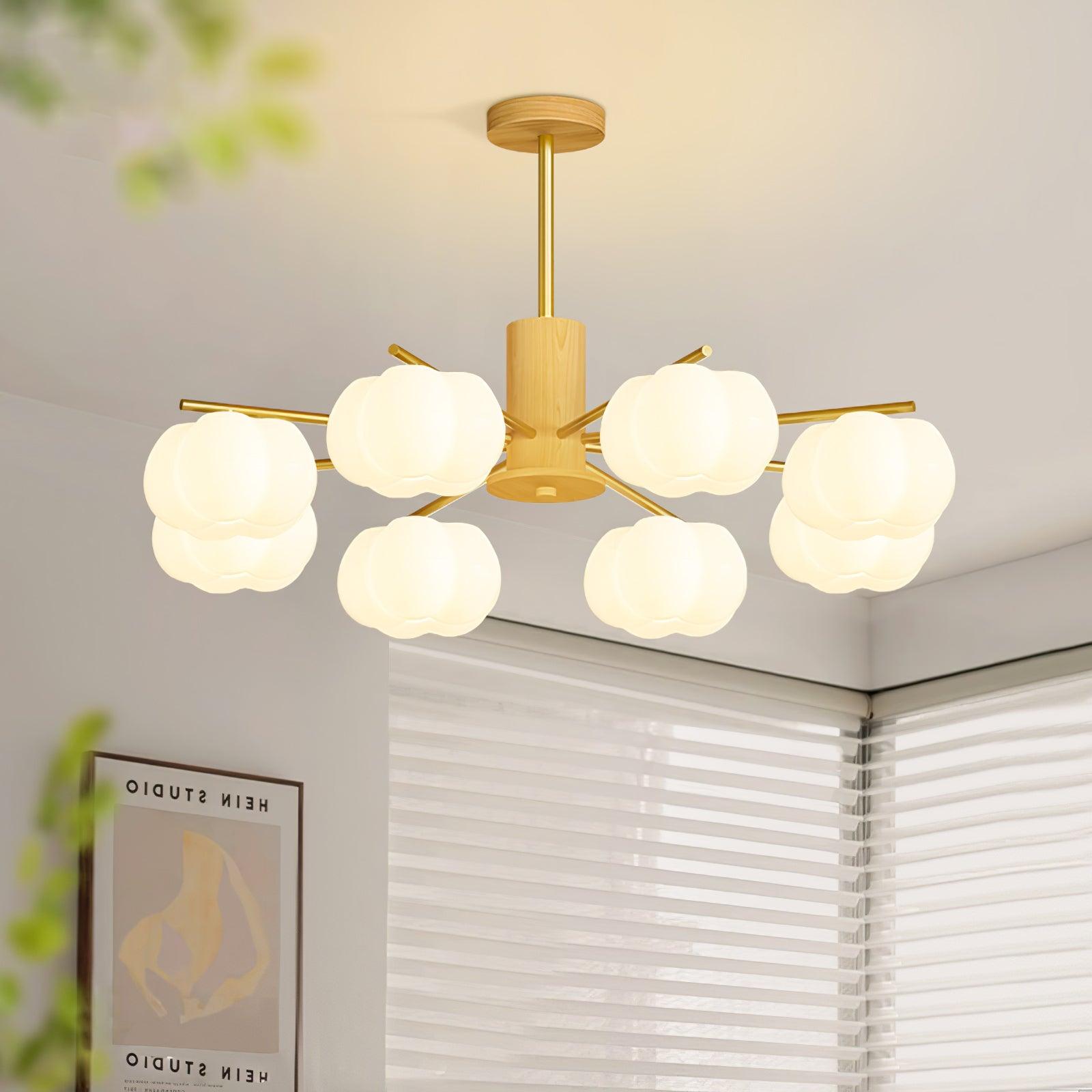 Wooden Cotton Balls Chandelier - Blowlighting