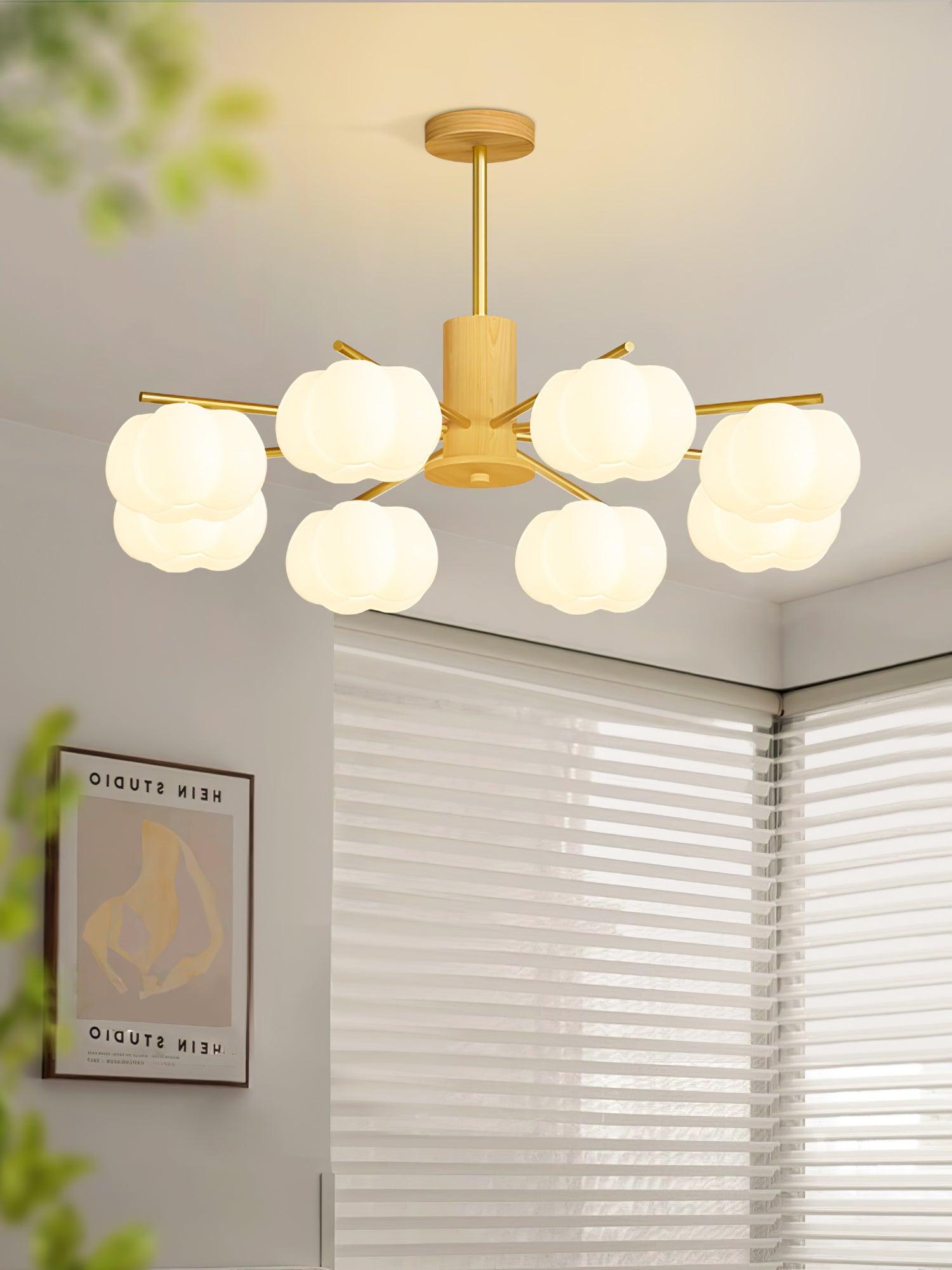Wooden Cotton Balls Chandelier - Blowlighting