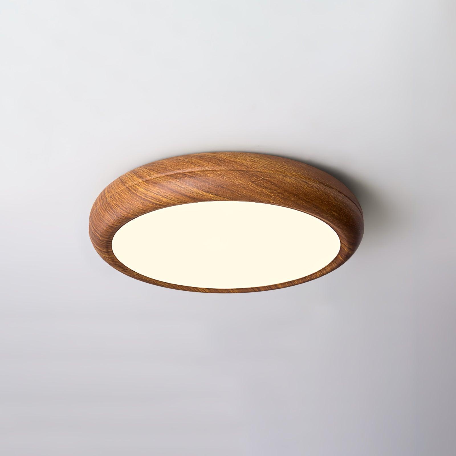 Muto Lampada da Soffitto Rotonda con Finitura Legno
