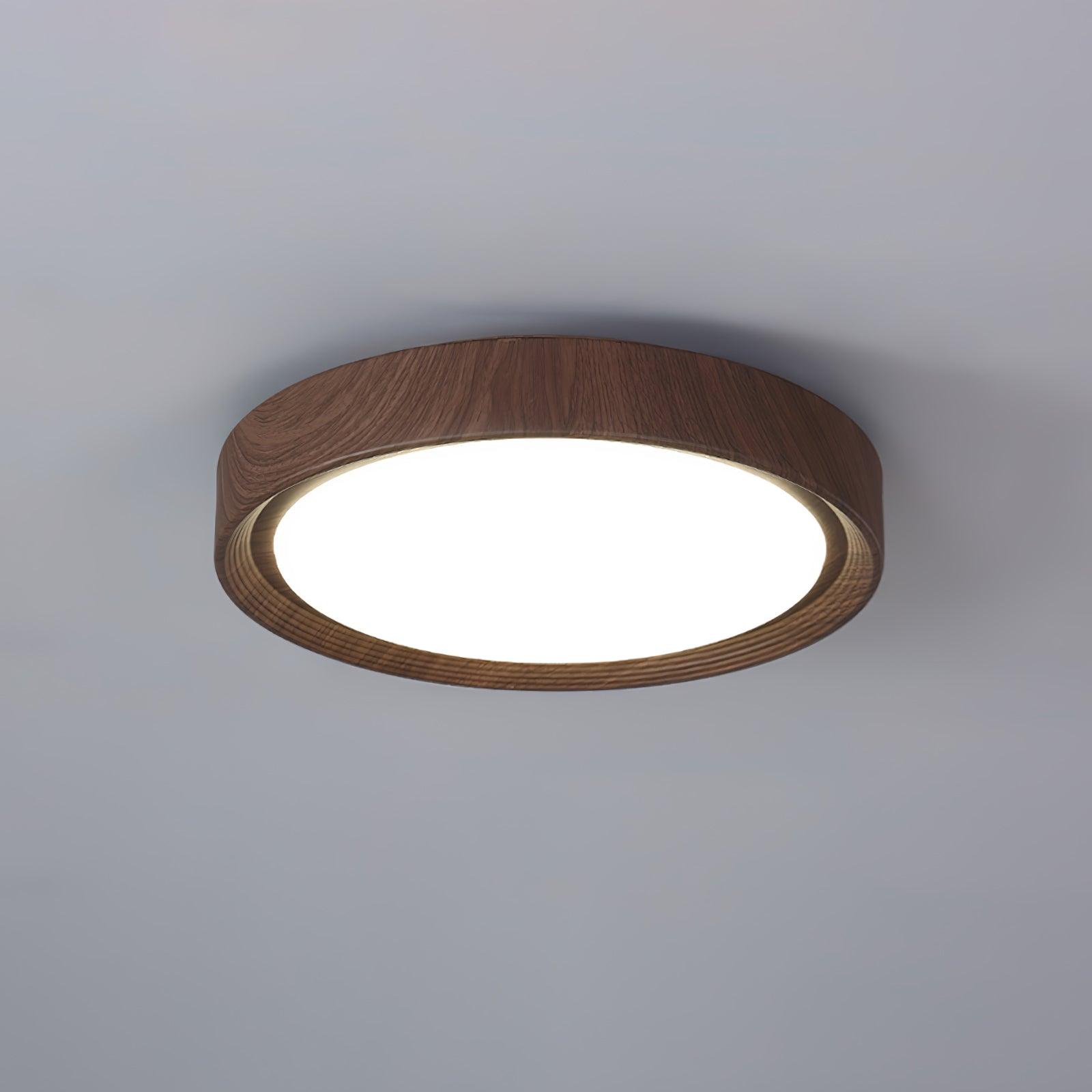 Muto Lampada da Soffitto Rotonda con Finitura Legno