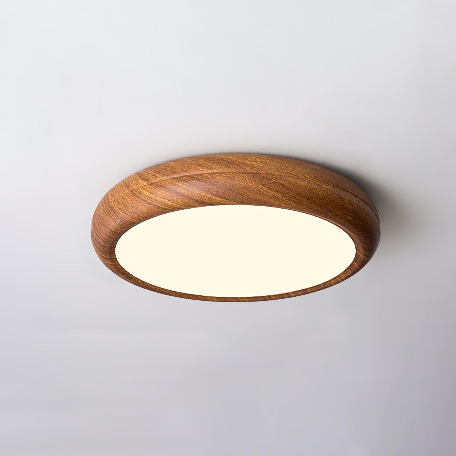 Muto Lampada da Soffitto Rotonda con Finitura Legno
