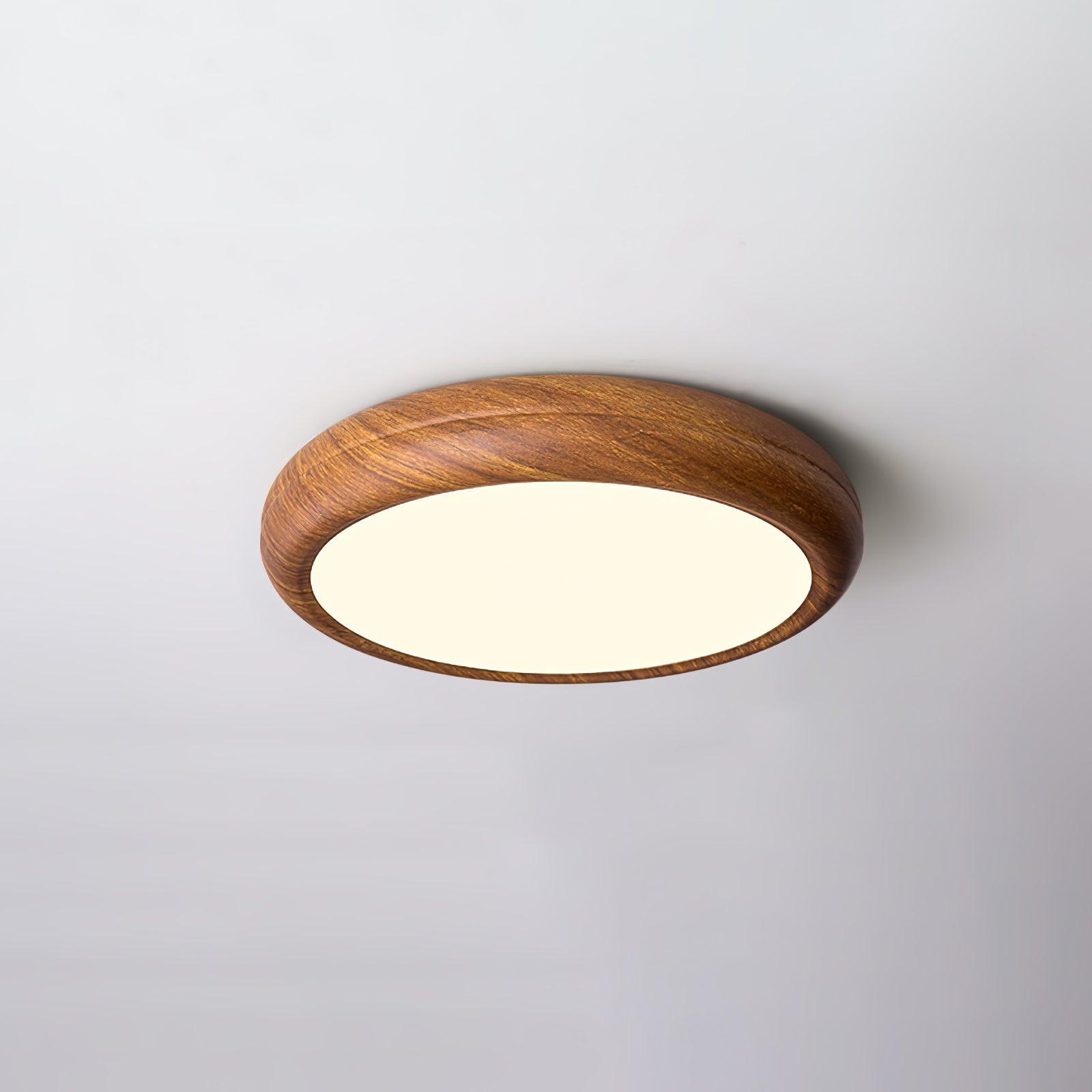 Muto Lampada da Soffitto Rotonda con Finitura Legno