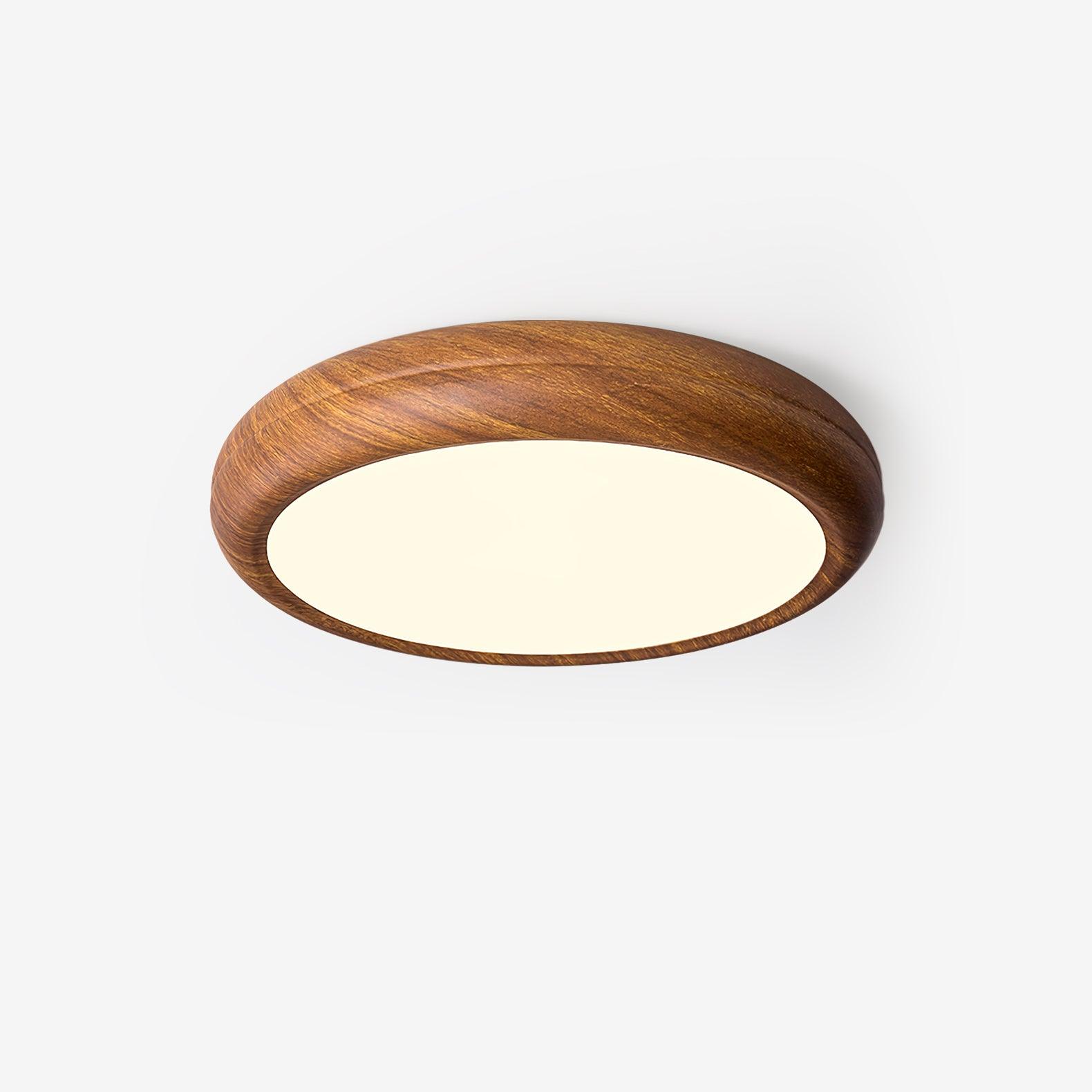 Muto Lampada da Soffitto Rotonda con Finitura Legno