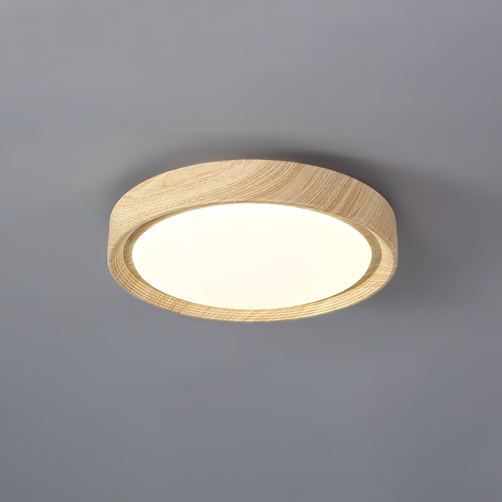 Muto Lampada da Soffitto Rotonda con Finitura Legno