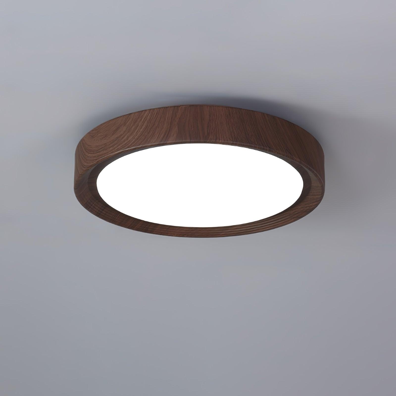 Muto Lampada da Soffitto Rotonda con Finitura Legno