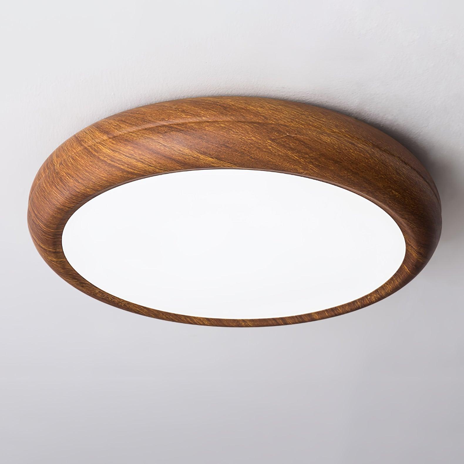 Muto Lampada da Soffitto Rotonda con Finitura Legno
