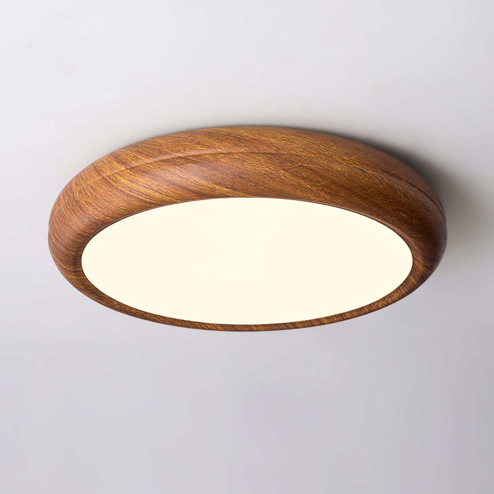 Muto Lampada da Soffitto Rotonda con Finitura Legno