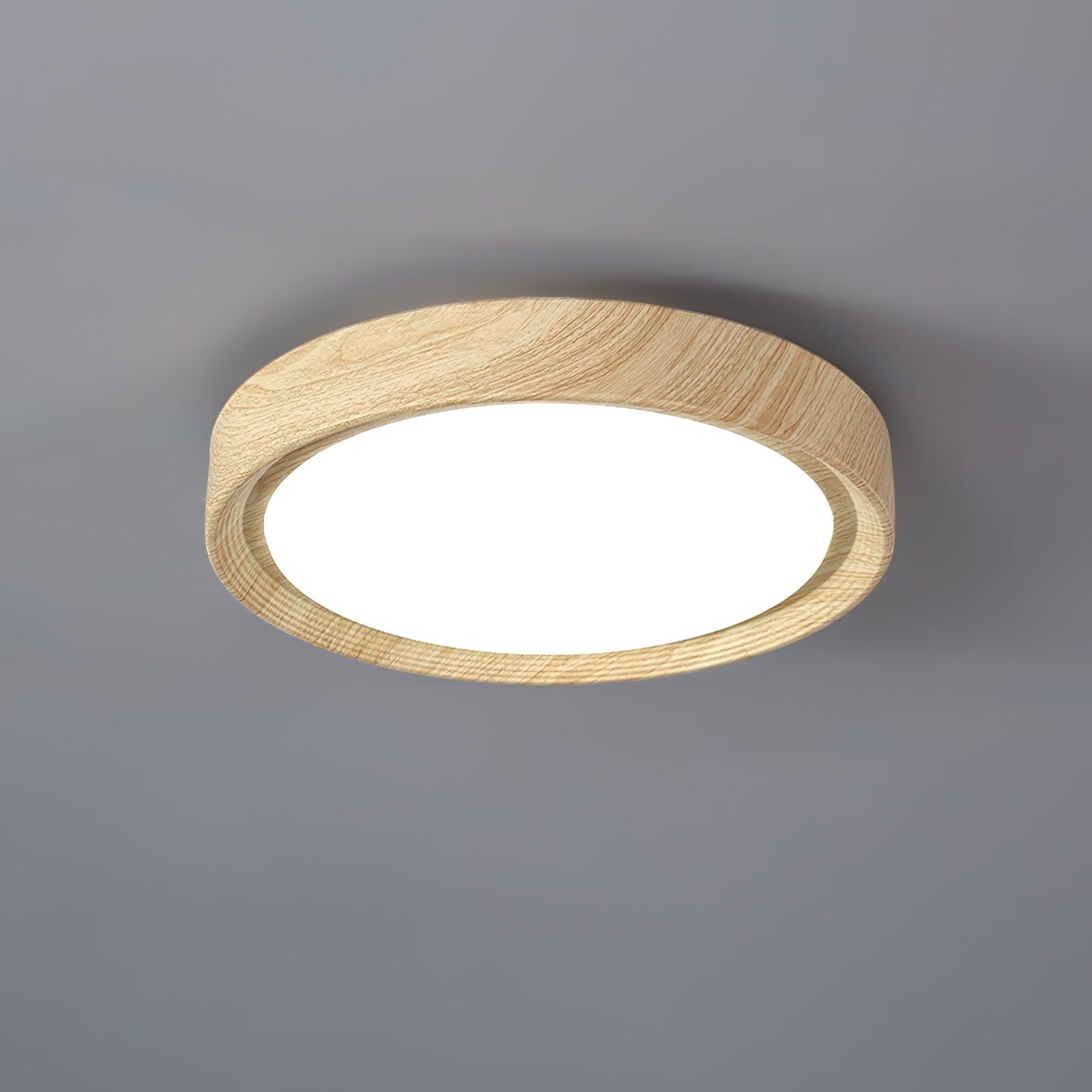 Muto Lampada da Soffitto Rotonda con Finitura Legno