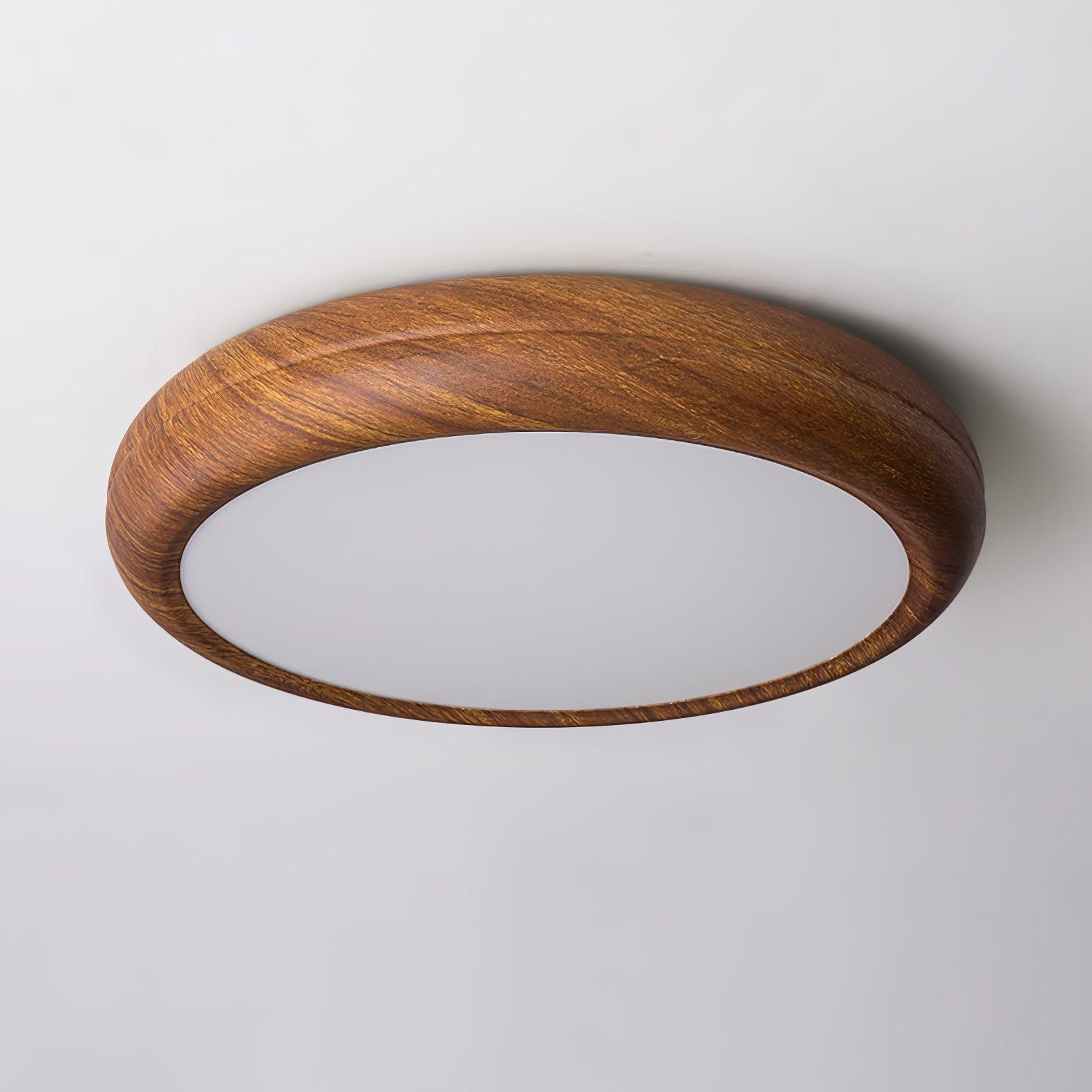 Muto Lampada da Soffitto Rotonda con Finitura Legno