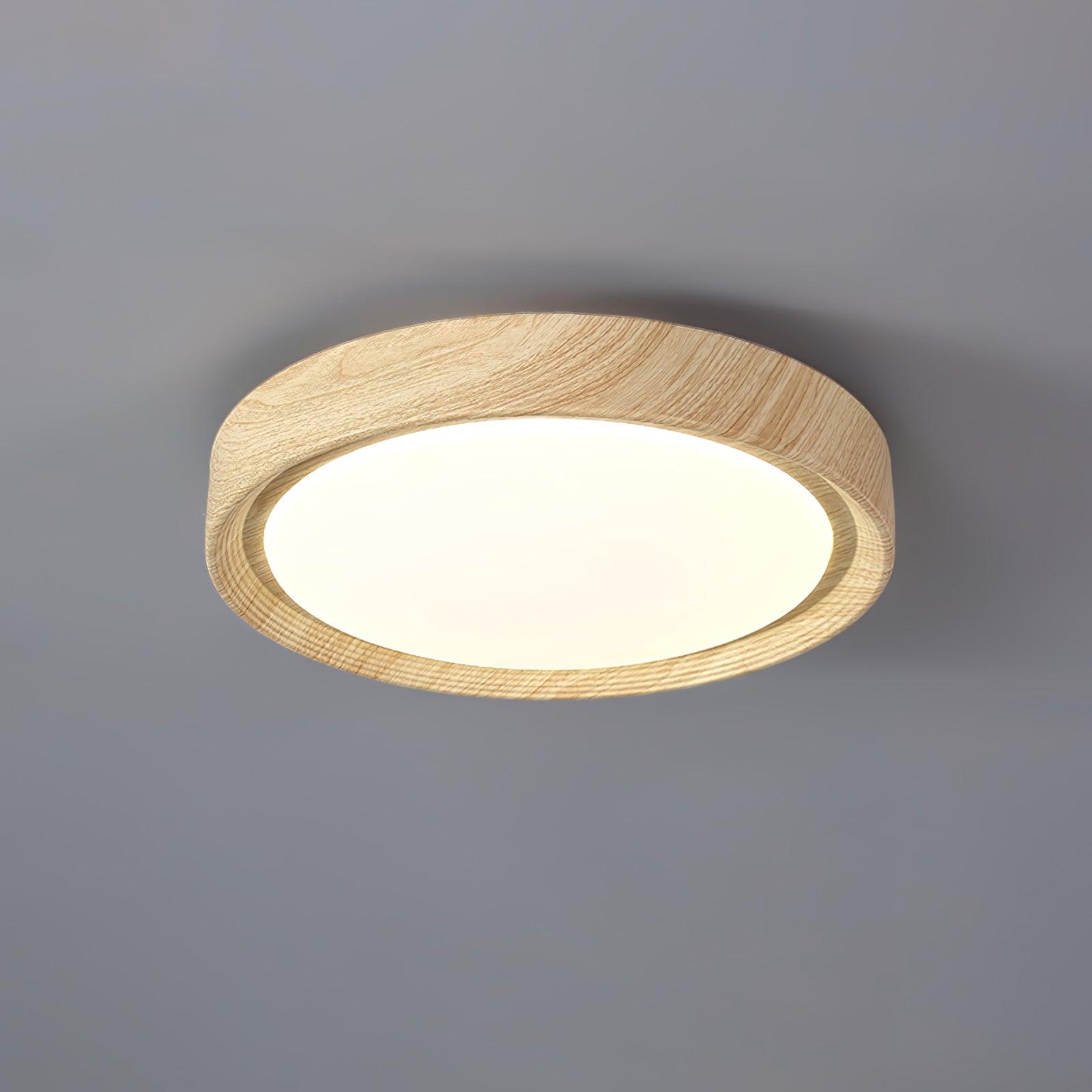 Muto Lampada da Soffitto Rotonda con Finitura Legno