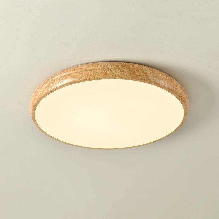 Muto Lampada da Soffitto Rotonda con Finitura Legno