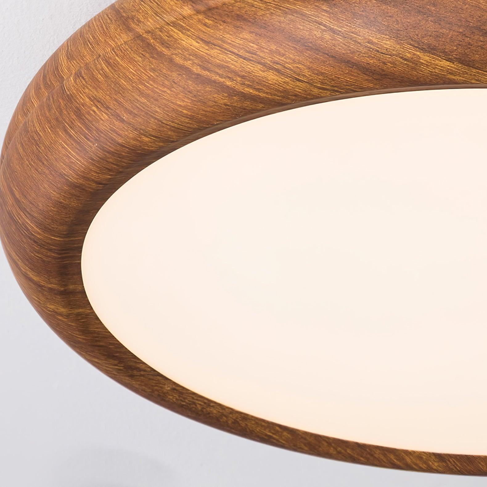 Muto Lampada da Soffitto Rotonda con Finitura Legno