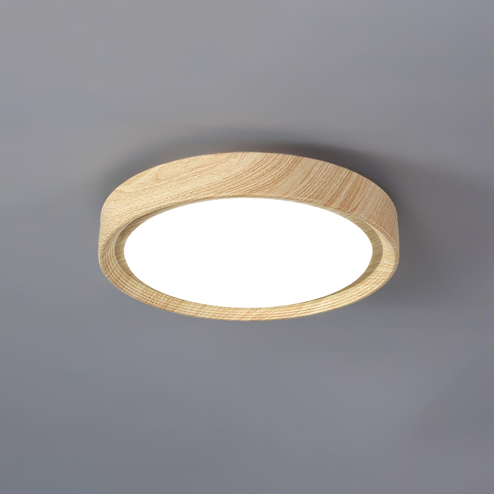 Muto Lampada da Soffitto Rotonda con Finitura Legno