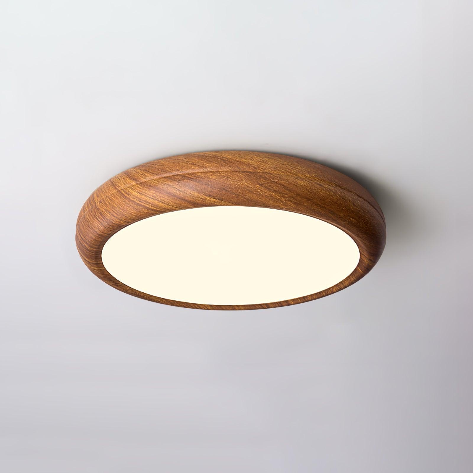 Muto Lampada da Soffitto Rotonda con Finitura Legno