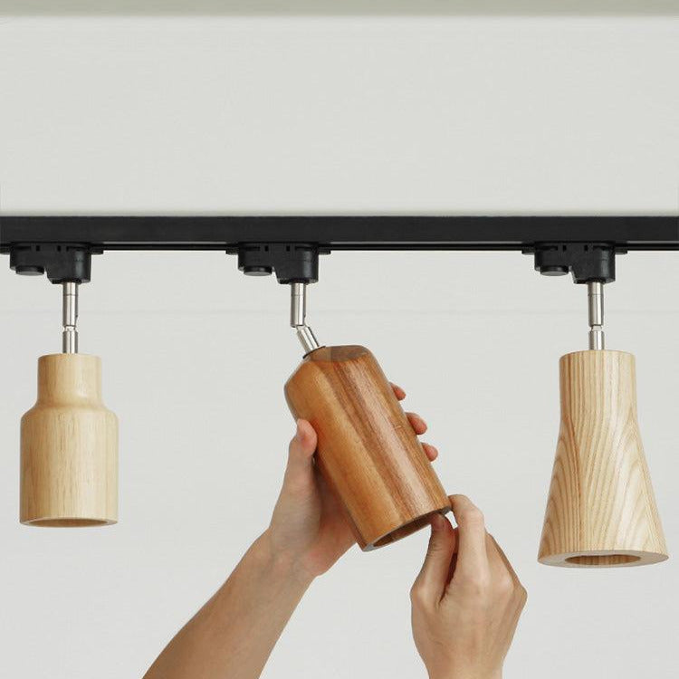 Aim Lampada da Soffitto a Binario in Legno con Faretto
