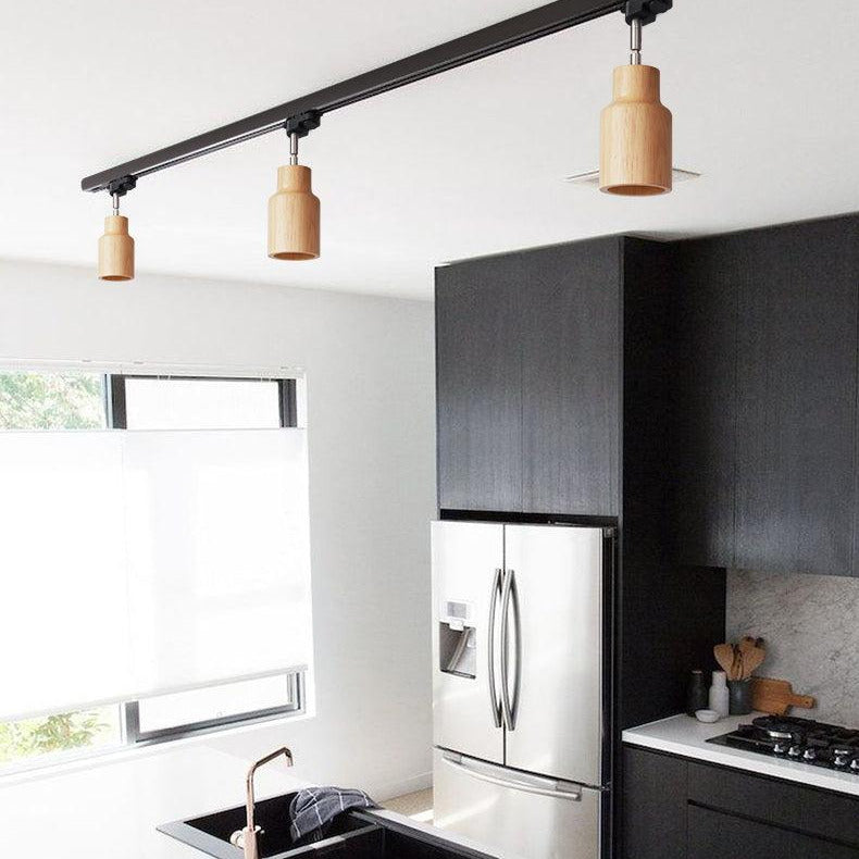 Aim Lampada da Soffitto a Binario in Legno con Faretto