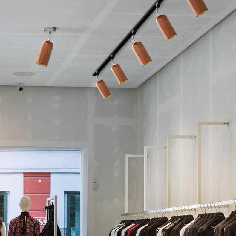Aim Lampada da Soffitto a Binario in Legno con Faretto