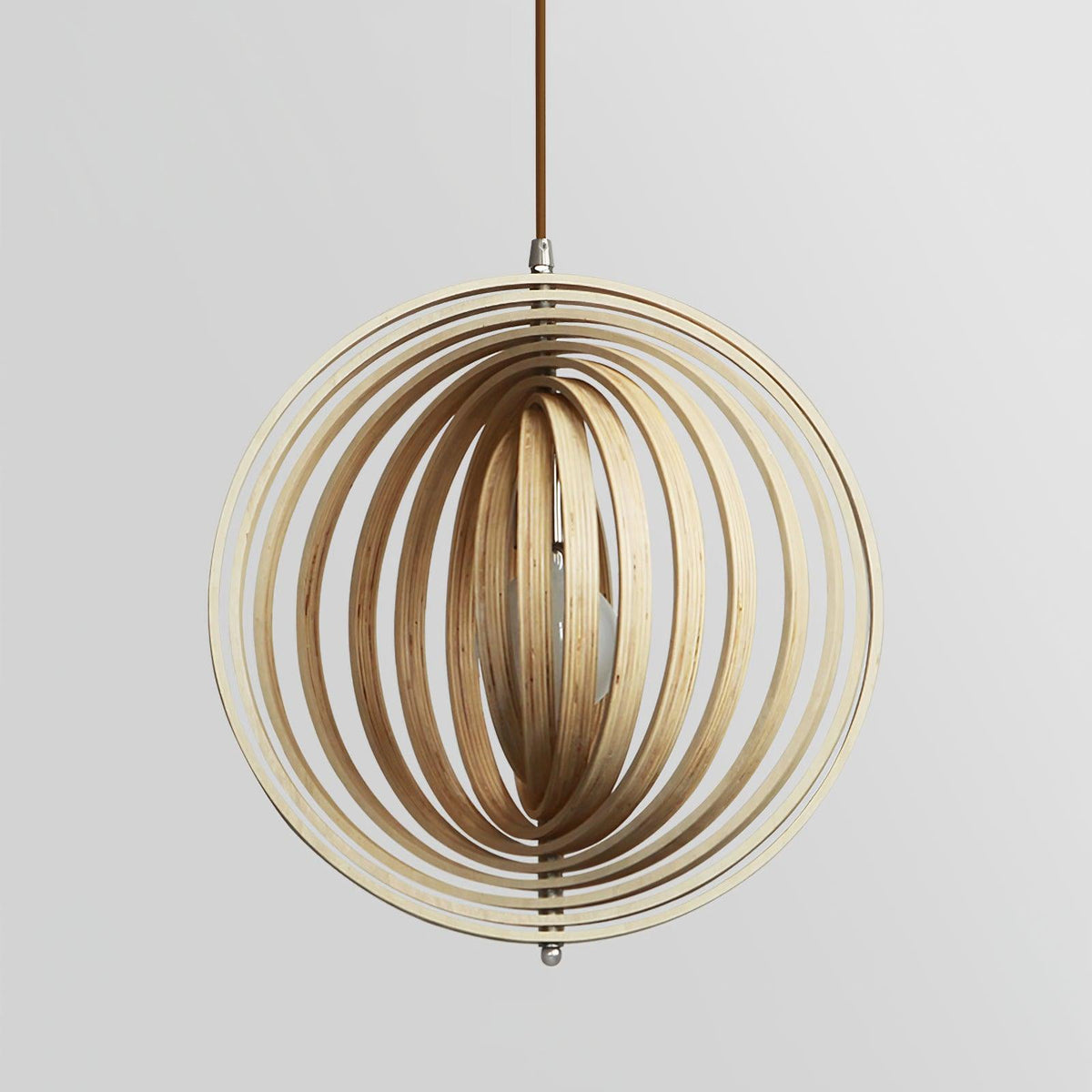 Pendant Lamp Wood Rings Sphere Organic Minimalist Ambient - Letslighting