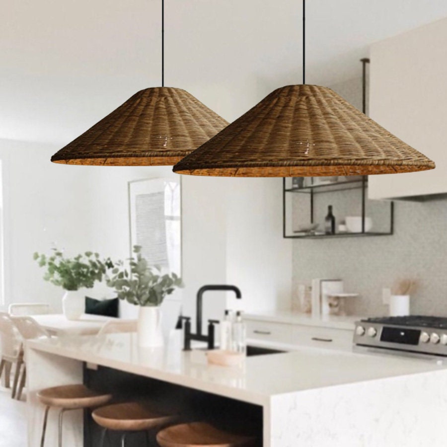 Ritta Vintage Fatto a Mano LED Rattan Lampade a Sospensione Soggiorno