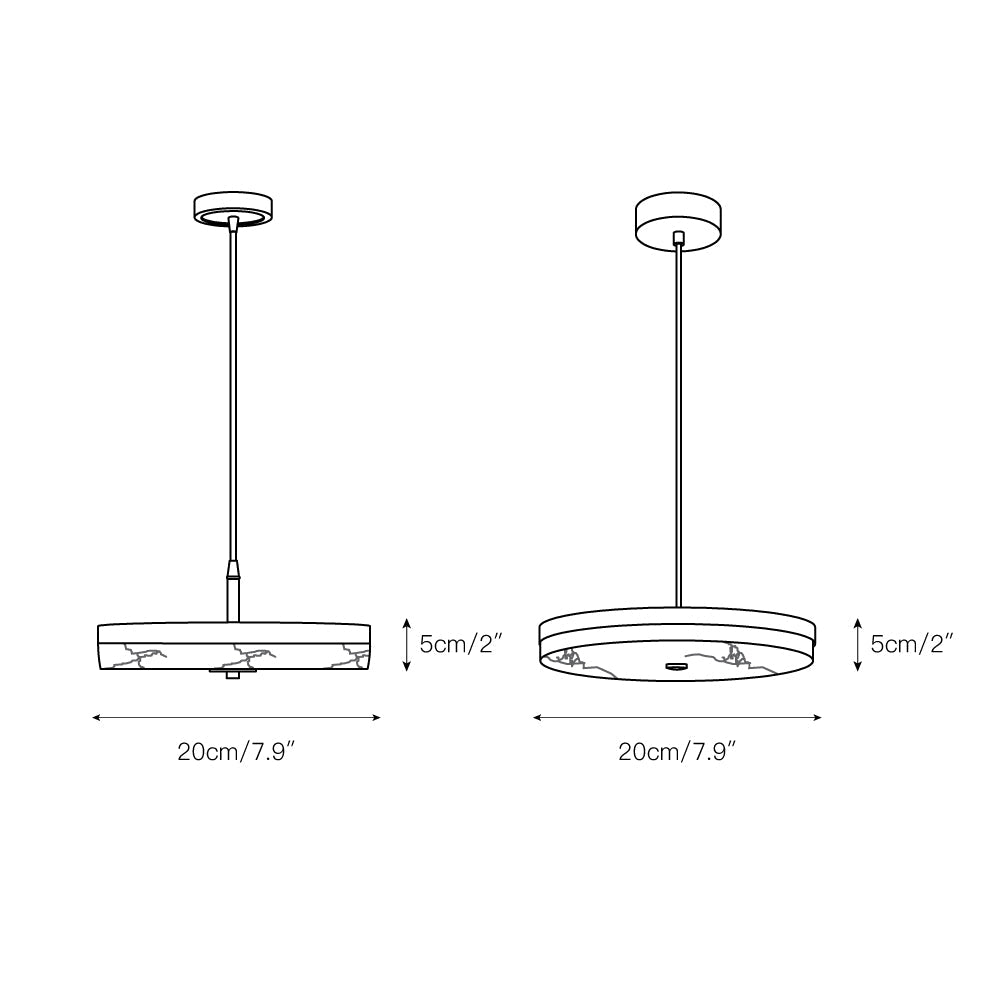 Utalion Modern Minimalist Metal Alabaster Pendant Light - Lamp Copper