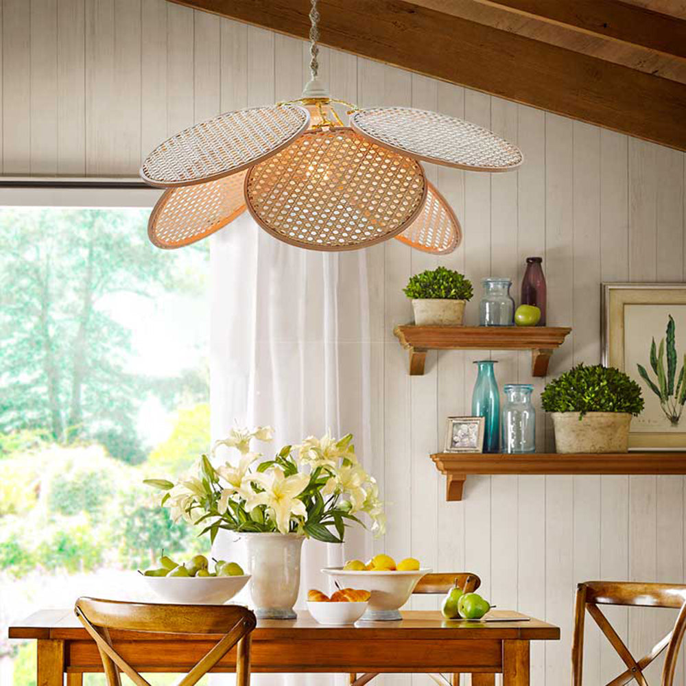 Ritta Naturale Fiore LED Lampada a Sospensione Rattan Soggiorno/Camera da Letto/Sala da Pranzo