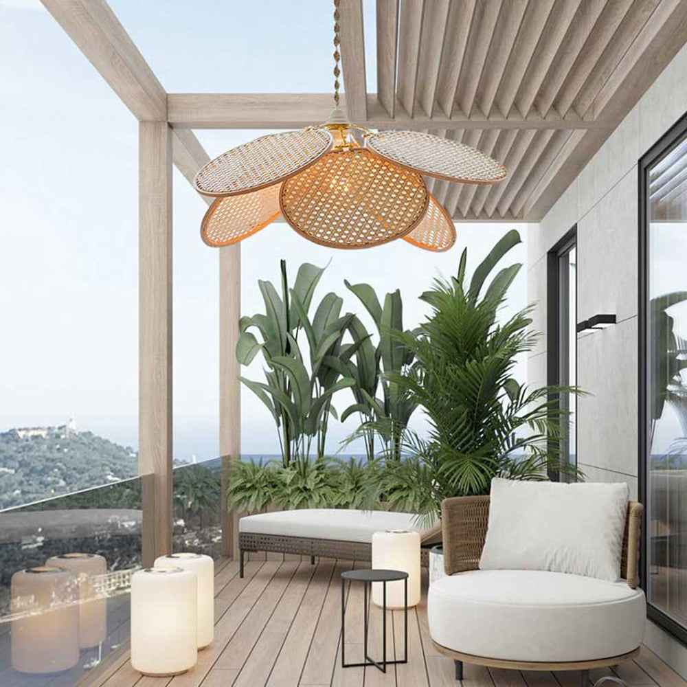 Ritta Naturale Fiore LED Lampada a Sospensione Rattan Soggiorno/Camera da Letto/Sala da Pranzo