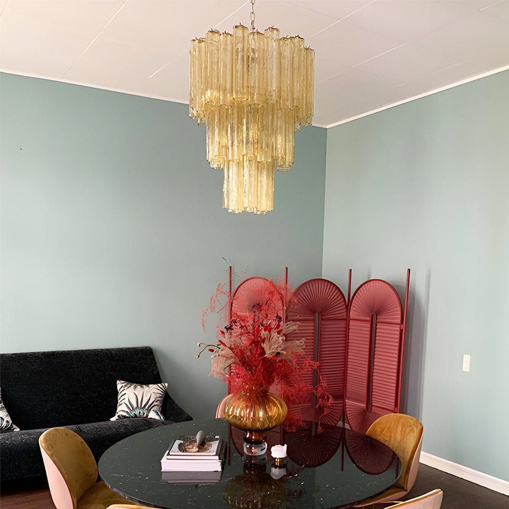 Aurora Chandelier Yellow Glass Tube Tiered Warm - Neutralighting