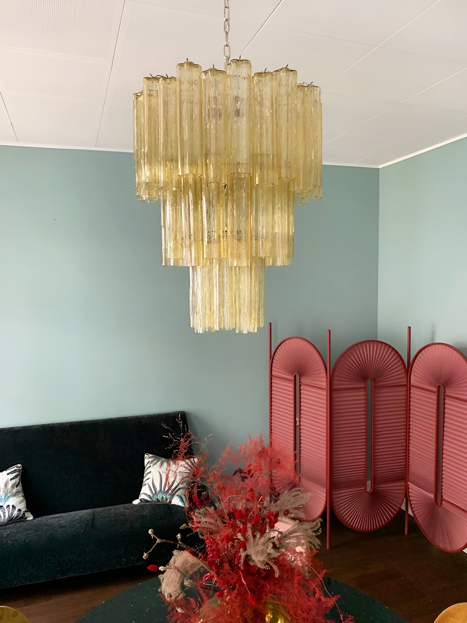 Aurora Chandelier Yellow Glass Tube Tiered Warm - Neutralighting