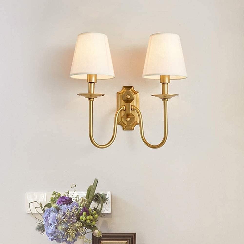 Silva Applique da Parete Vintage con Doppio Paralume in Tessuto