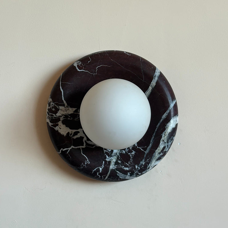 Uzorionis Nordic Art Deep Purple Red Glass Marble Sconce Wall Lamp - Lamp Copper