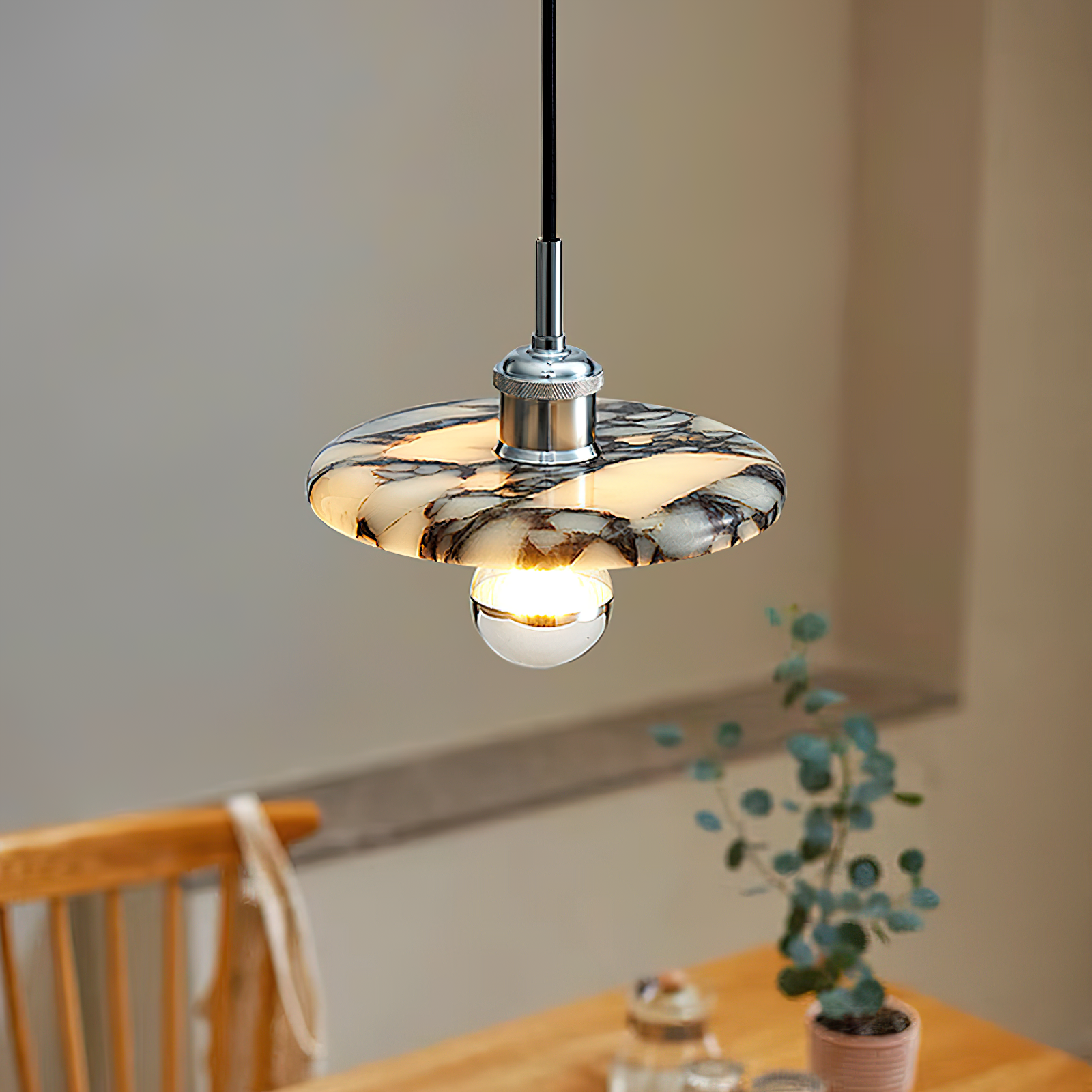 Ovelion Premium Nordic Art Marble Metal Pendant Lamp - Lamp Copper