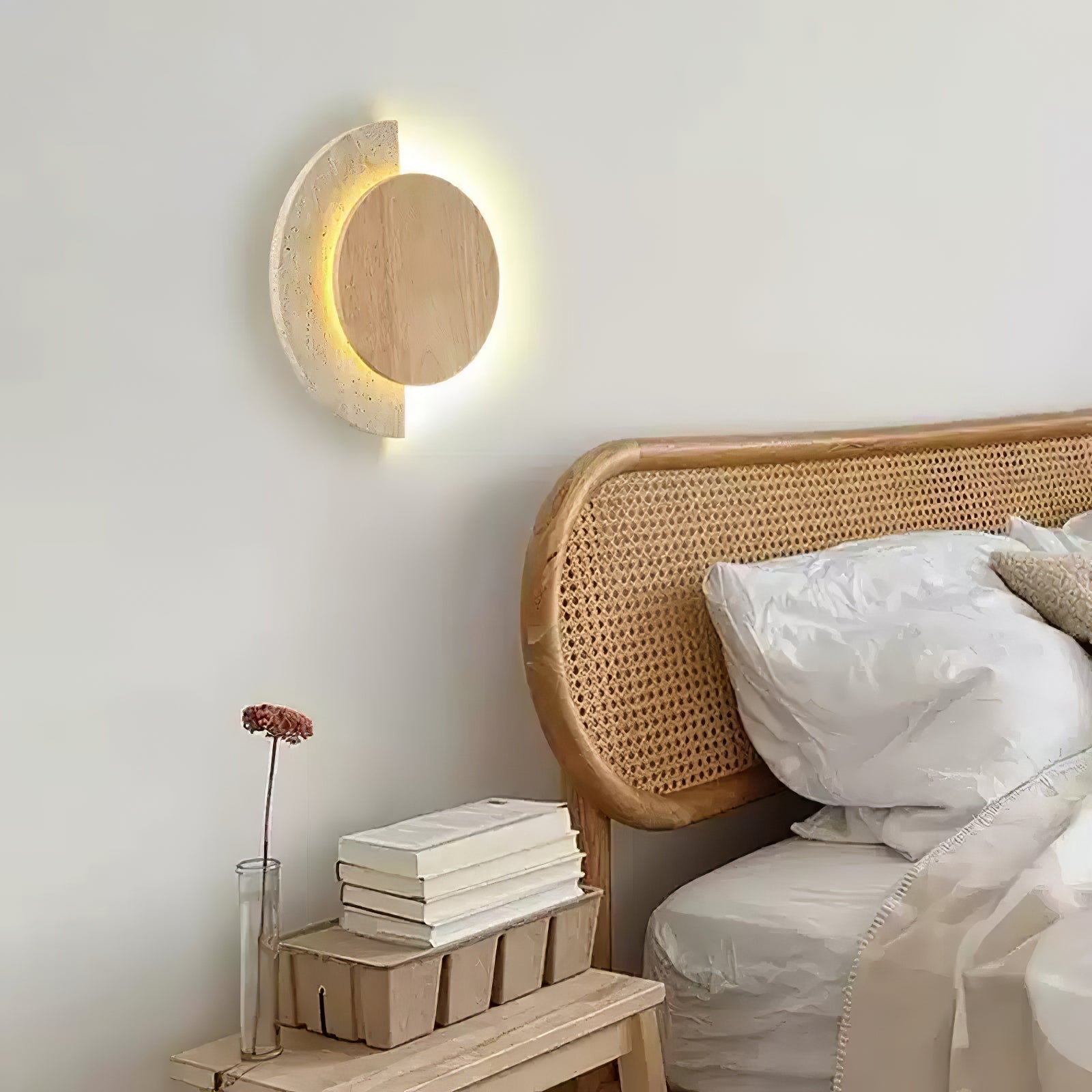 Coraeen Half-Moon Travertine Wall Light - Neutralighting