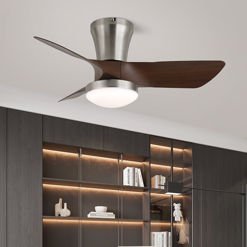 Ventilatore da soffitto Luvora con luce con finitura del corpo nichel