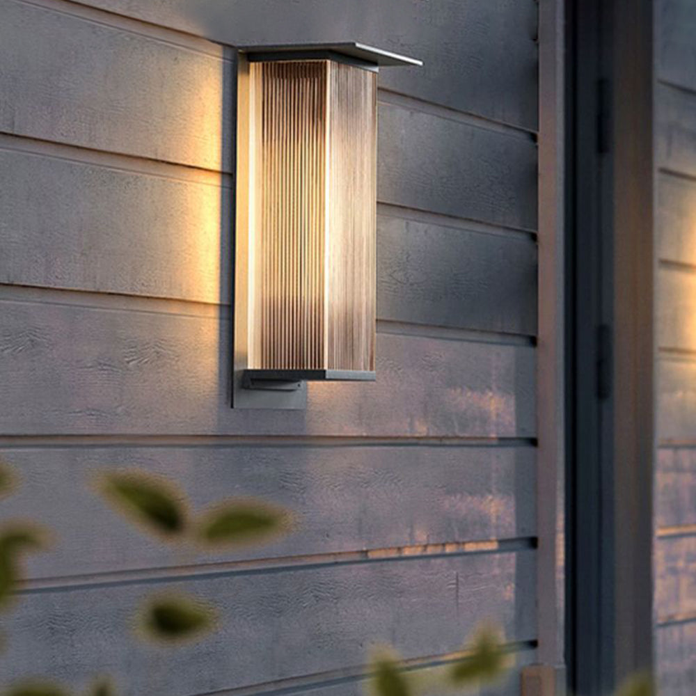 Ray Moderno Rettangolare LED Applique da Esterno Nero Metallo Corridoio/Giardino