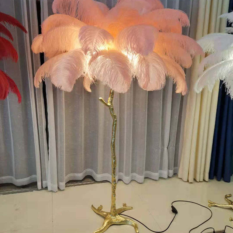 O'Moore Design LED Lampada da Terra Piuma Struzzo Lussa Soggiorno/Camera da Letto