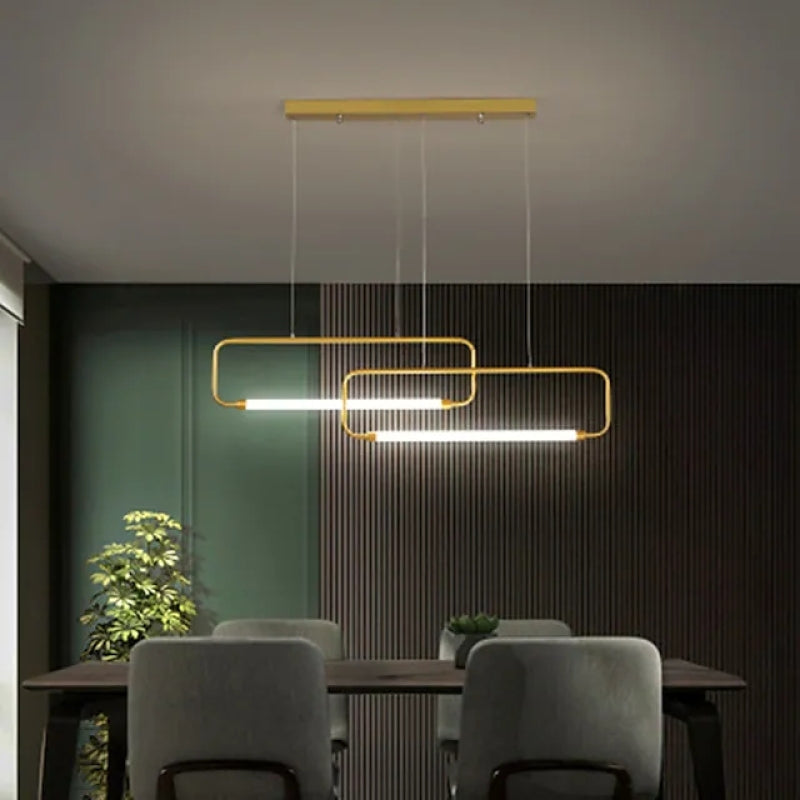Bouvet Minimalismo LED Doppio Rettangolare Lampada a Sospensione Metallo/Acrilico Nero/Oro Soggiorno/Camera da Letto