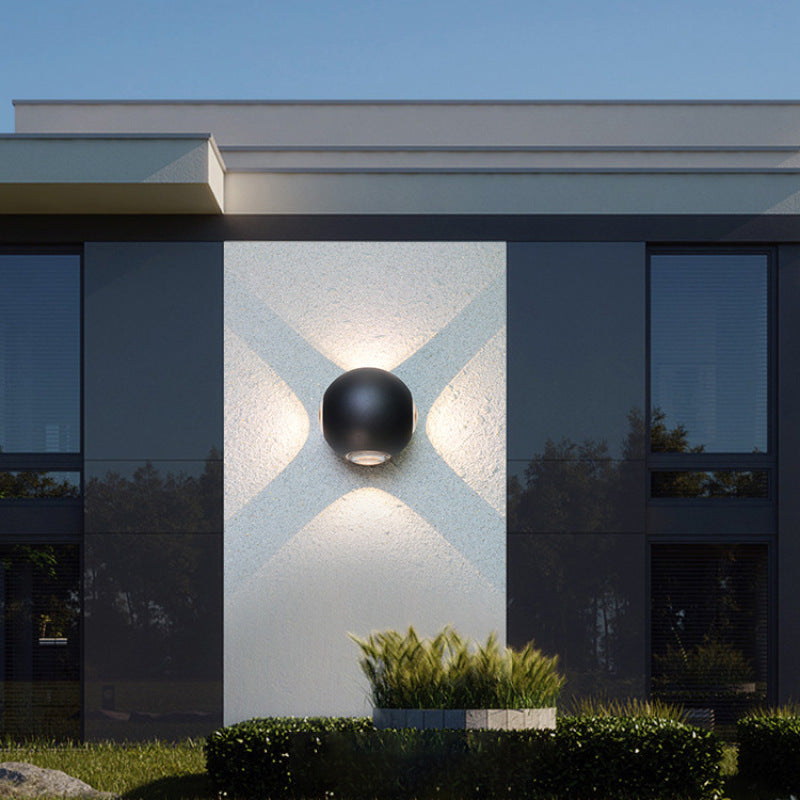 Orr Moderne LED Lampada da Esterno Globe/Cruciform Ray Alluminio Nero Giardino