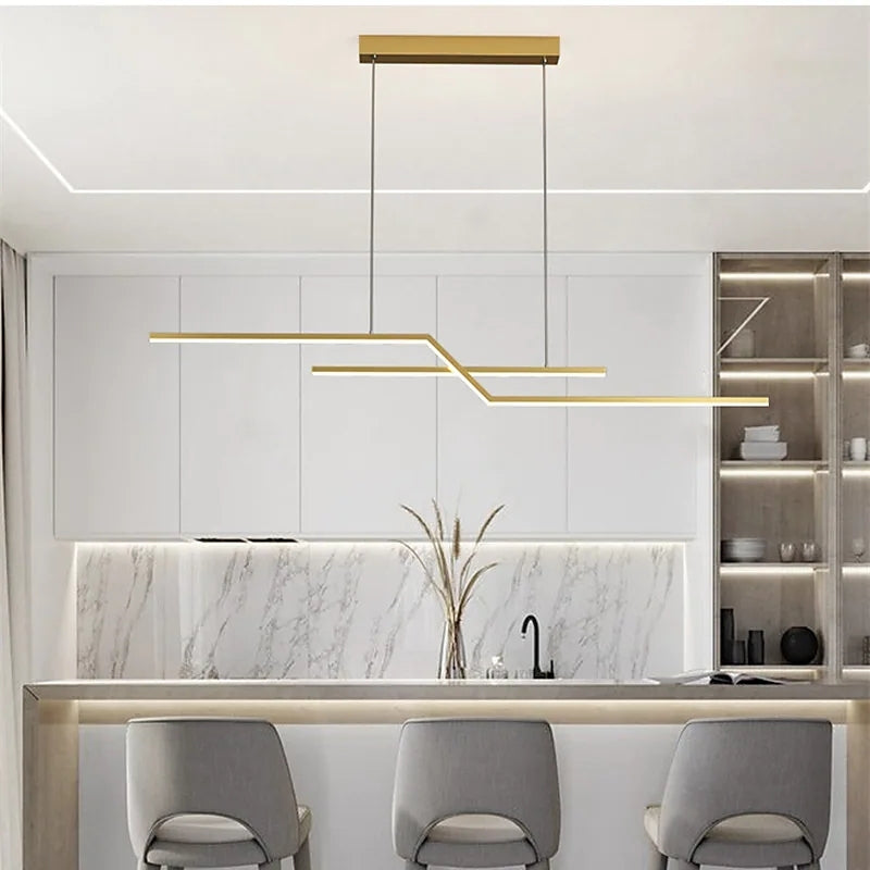Arisha Lineare LED Lampade a Sospensione Nere/Ore Parallelo Piega Soggiorno