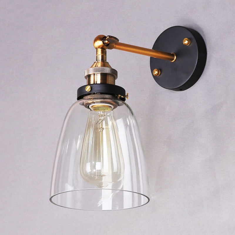 Epoch Vintage Industriale LED Applique Metallo Vetro Nero Soggiorno/Camera da Letto