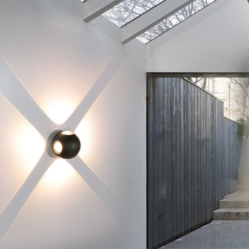 Orr Moderne LED Lampada da Esterno Globe/Cruciform Ray Alluminio Nero Giardino