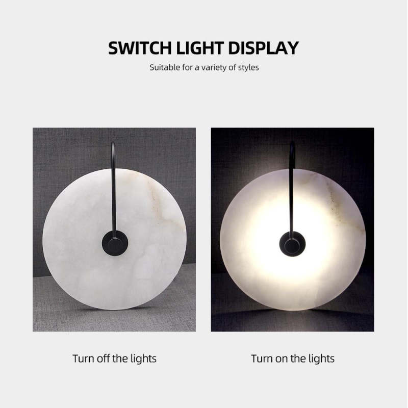 Arisha Moderno LED Applique Marmo Artificiale Metallo Oro/Nero Rotonda Comodino/Soggiorno/Camera da Letto