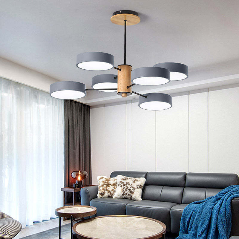 Arisha Moderna LED Design Lampada a Sospensione Metallo Legno Grigio/Verde Soggiorno/Camera da Letto