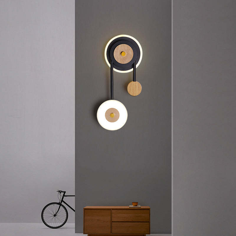 Arisha Moderno LED Girare Applique Decorativa Nero Legno Acrilico Comodino/Soggiorno/Camera da Letto
